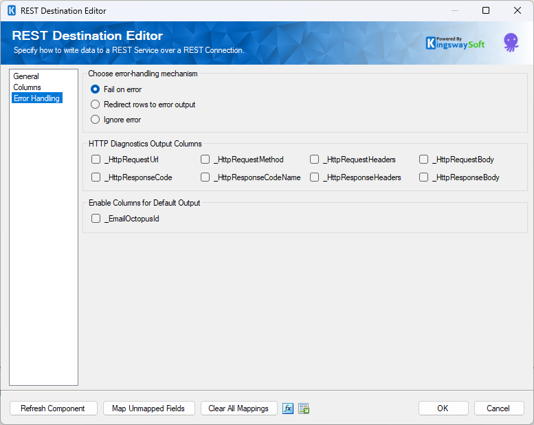 EmailOctopus Destination component - Error Handling
